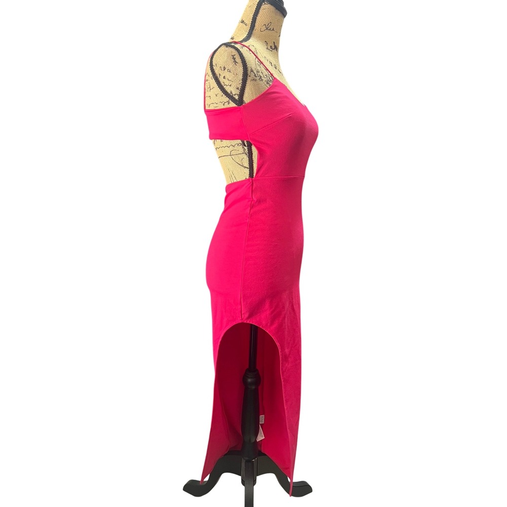 Forever 21 Hot Pink‎ Open Back Cutout Side Slit Bodycon Maxi Dress Small